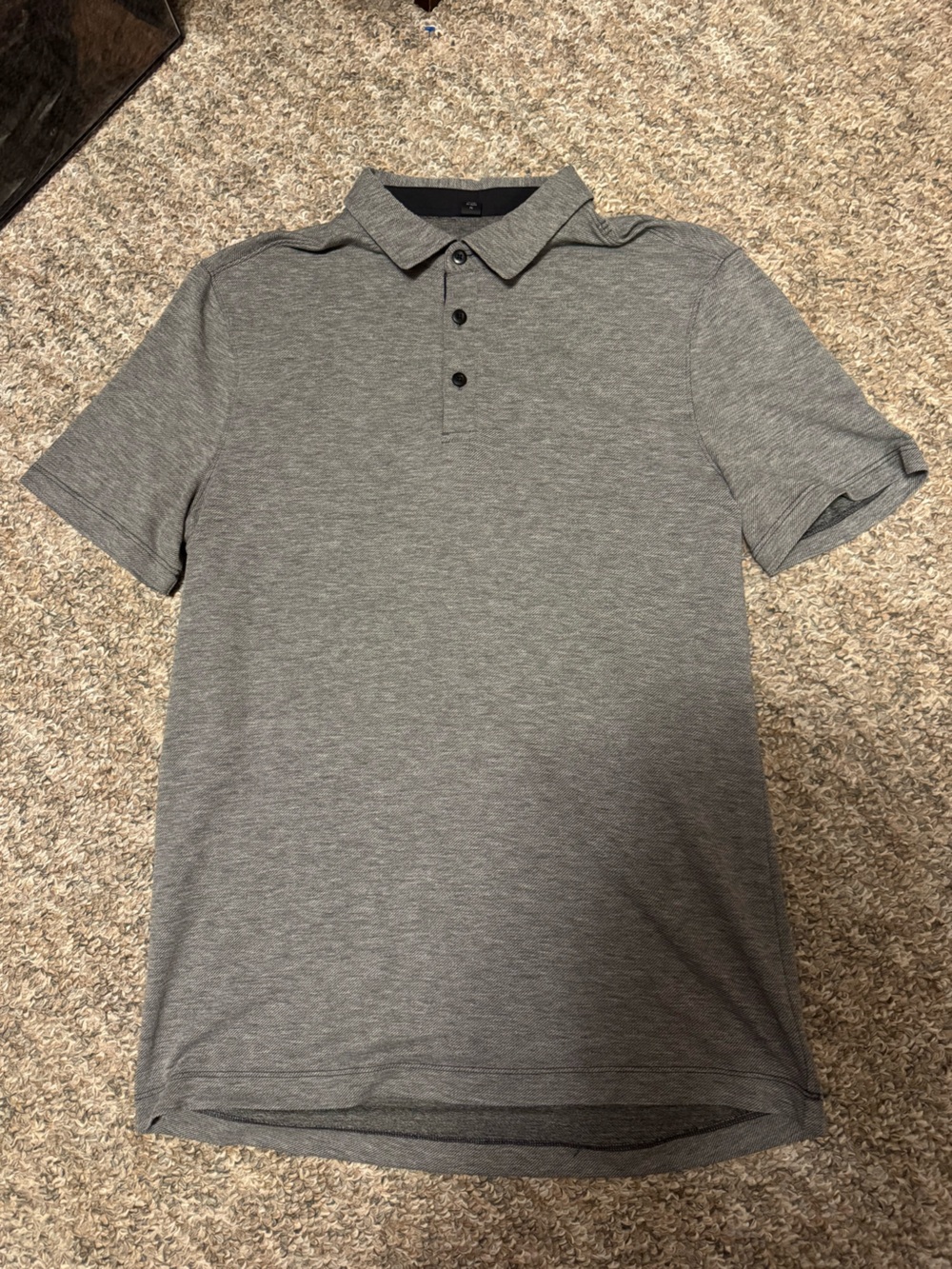 Lululemon Men's Heather Grey Short-Sleeve Polo Shirt